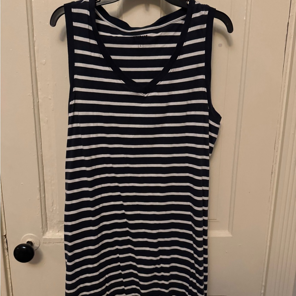 Pact Lg Stripe Navy White Stripe Softspun Dress Washed Once Never Worn - Picture 2 of 4
